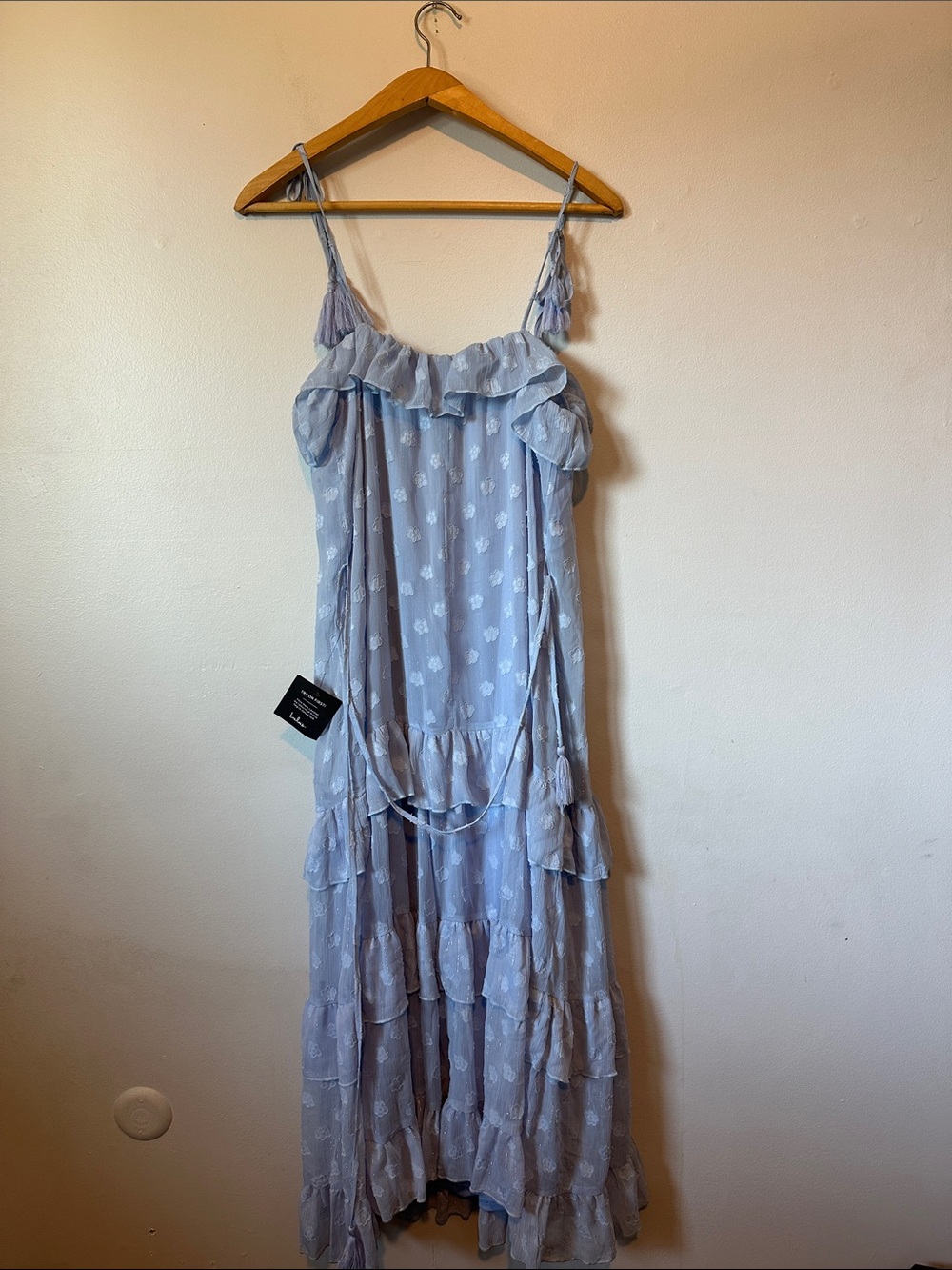 Lulus NWT Easily Adored Light Blue Floral Appliques Maxi Graduation Bridal Dress - Picture 5 of 13